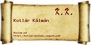 Kotlár Kálmán névjegykártya